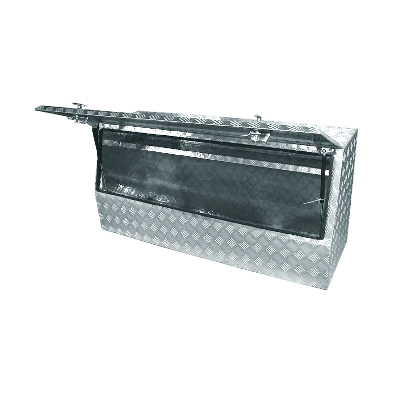OY9082 Caja para herramientas de aluminio con tapa articulada y cerradura